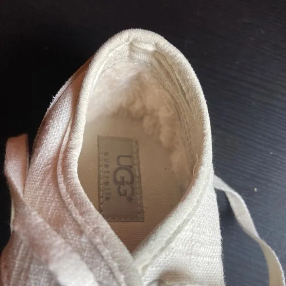 Women's UGG Australia Beige Cream Lace Up Casual Sneaker Shoes Size 3 US