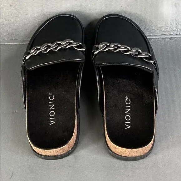 Womens Vionic Georgie Leather black Slip On Shoes  size 6.5