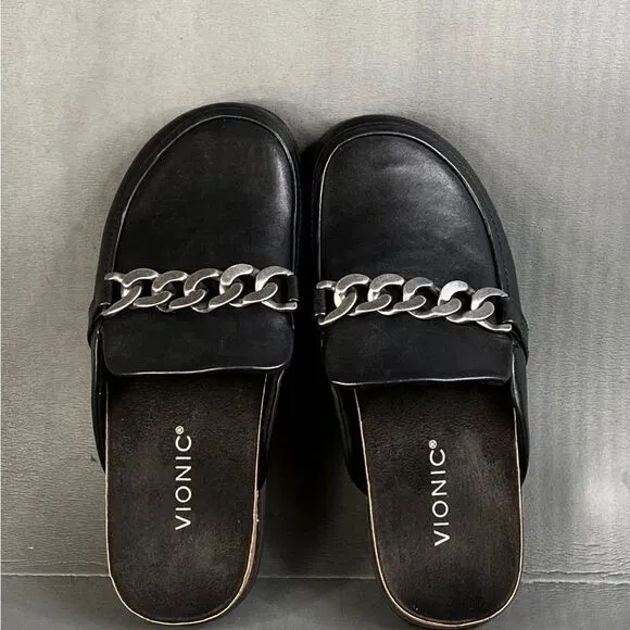 Womens Vionic Georgie Leather black Slip On Shoes  size 6.5