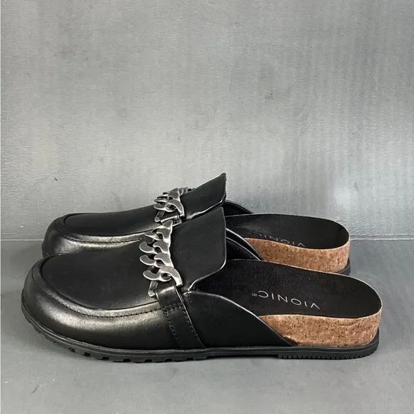 Womens Vionic Georgie Leather black Slip On Shoes  size 6.5