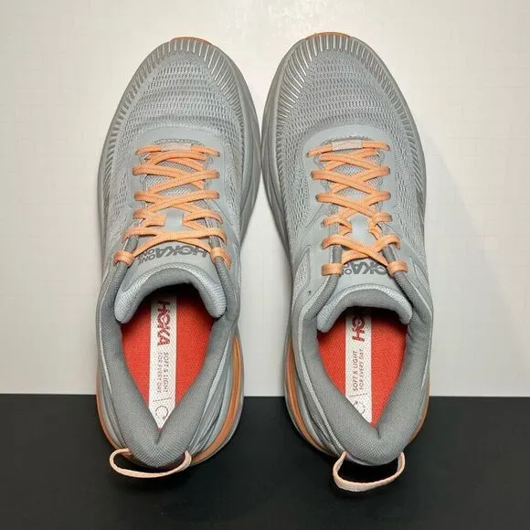 Womens HOKA ONE ONE Bondi 7 Gray Running Shoes / Size 10.5