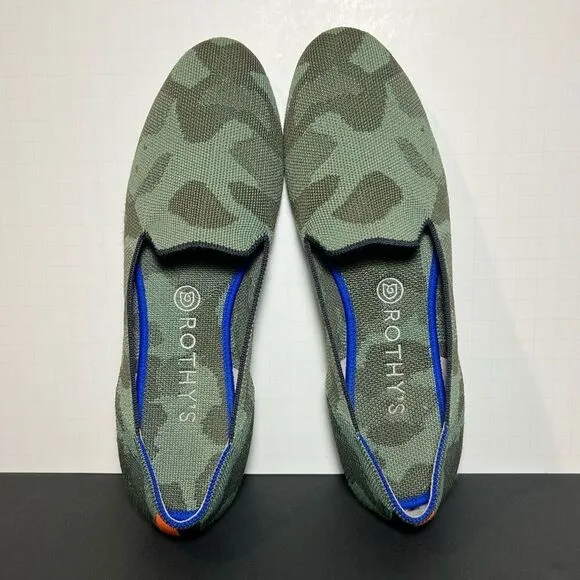 Womens ROTHYS The Loafer Olive Green Camouflage Slip On Shoes / Size 10.5