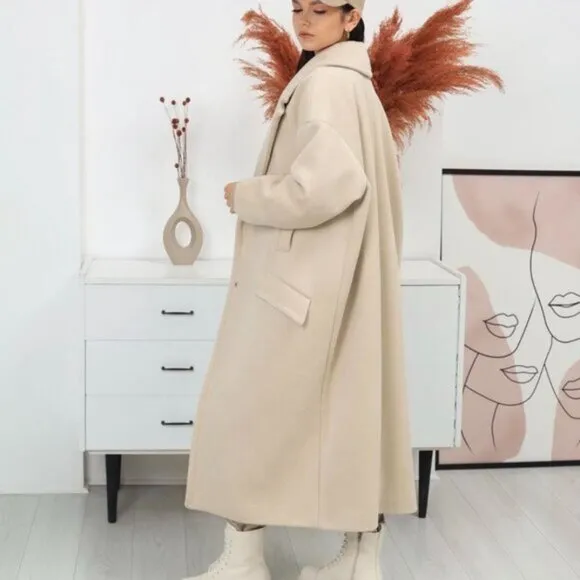 Zara Oversized Coat in Ecru