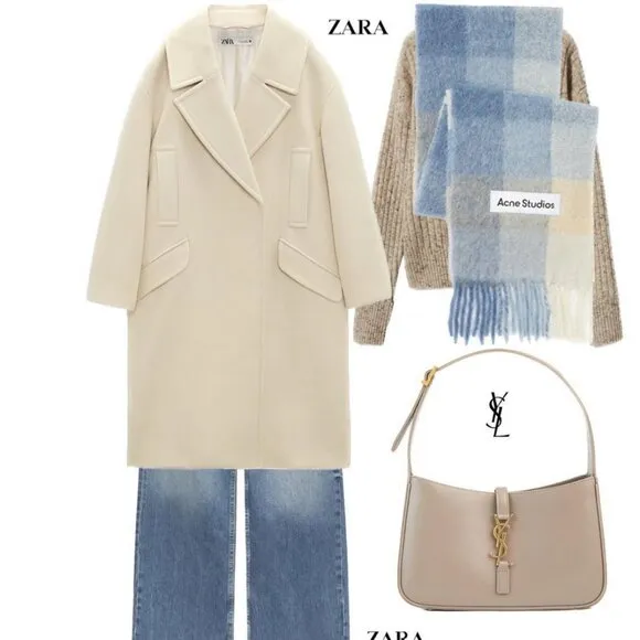 Zara Oversized Coat in Ecru