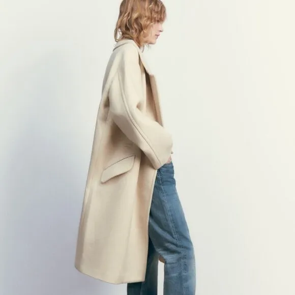 Zara Oversized Coat in Ecru