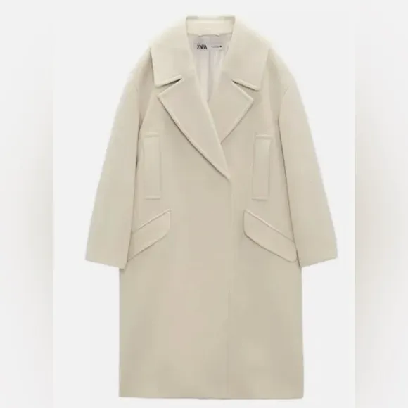 Zara Oversized Coat in Ecru