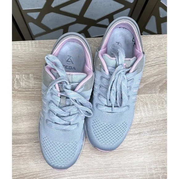 Zeba Walking Shoes Sneakers Womens Size 8.5 Gray Rose Pink Comfort